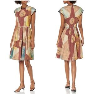 Making The Cut Gary Graham Carnival Abstract Print Fit & Flare Dress Size S